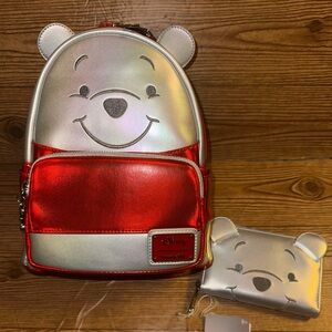 NWT! Loungefly Disney Winnie The Pooh 100th Anniversary Leather Backpack wallet